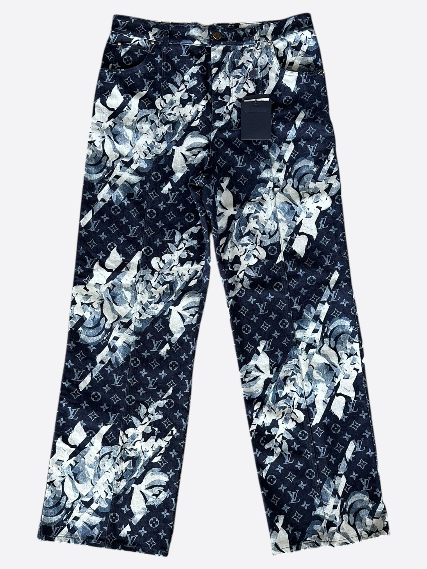 Louis Vuitton Blue Floral Monogram Jeans