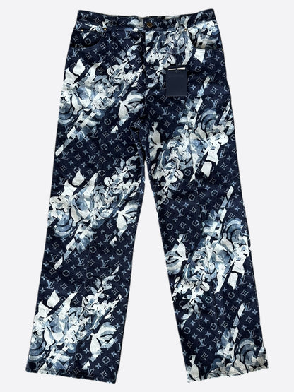 Louis Vuitton Blue Floral Monogram Jeans