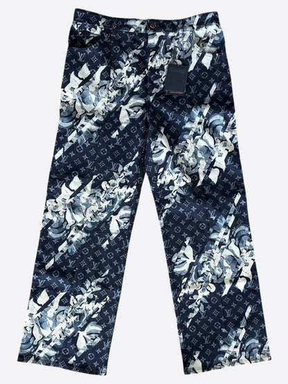 Louis Vuitton Blue Floral Monogram Jeans