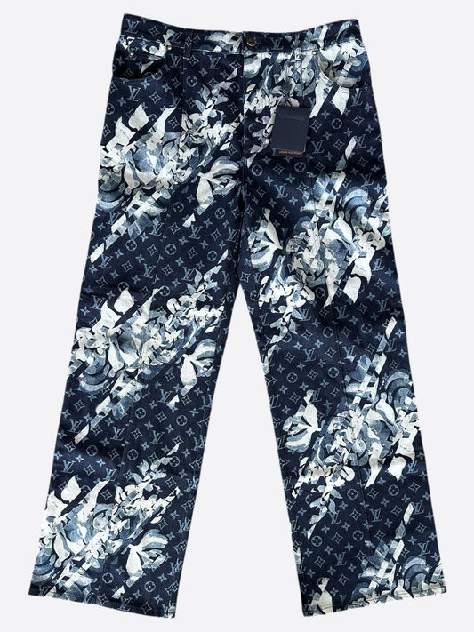 Louis Vuitton Blue Floral Monogram Jeans