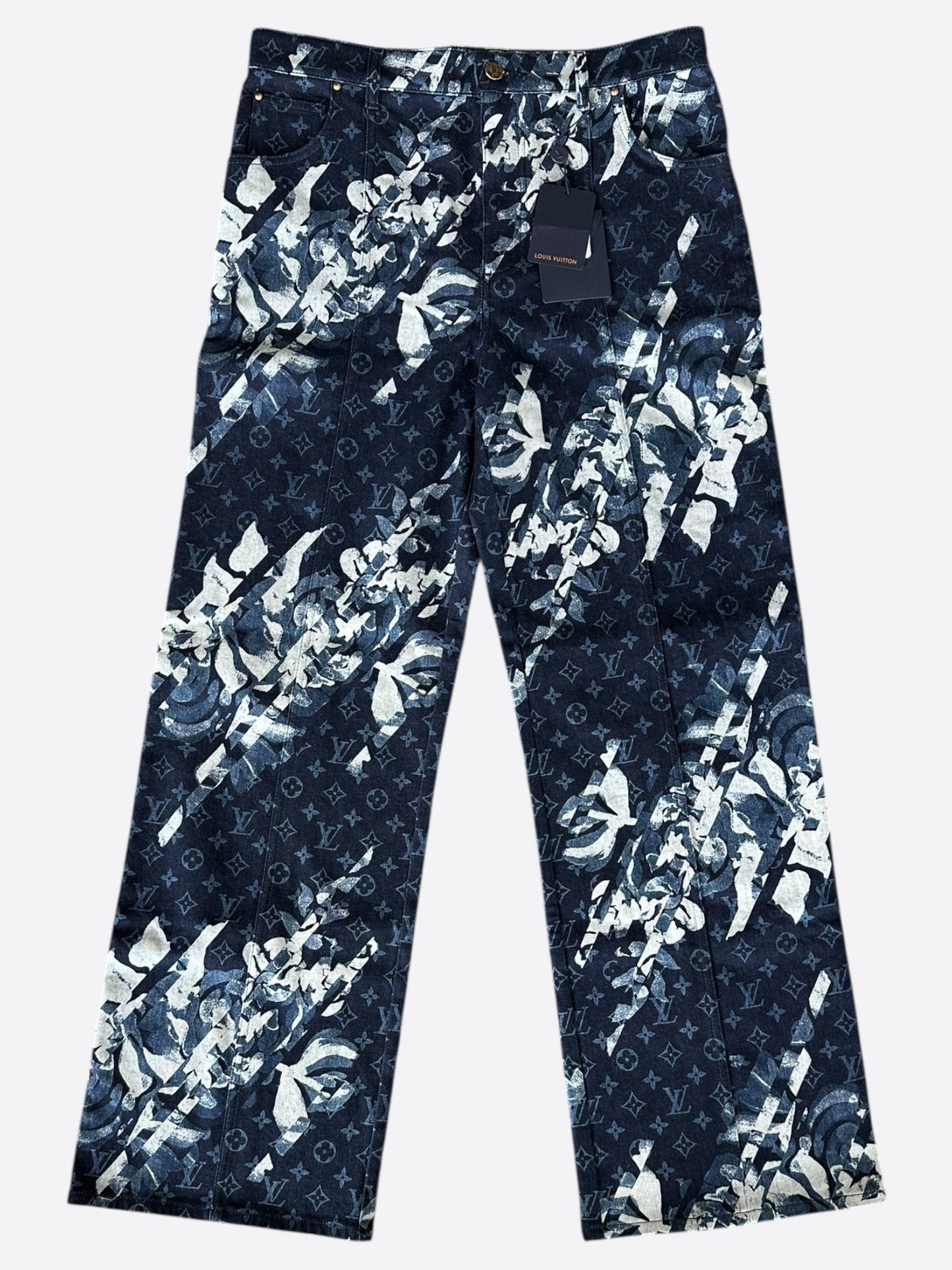 Louis Vuitton Blue Floral Monogram Jeans