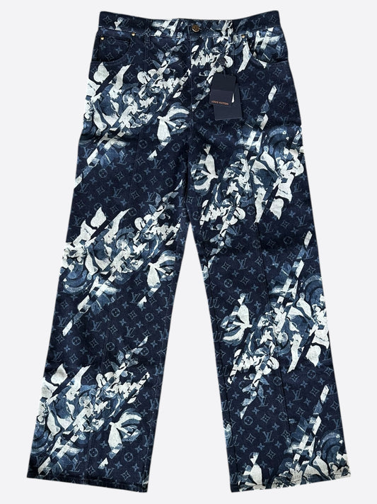 Louis Vuitton Blue Floral Monogram Jeans