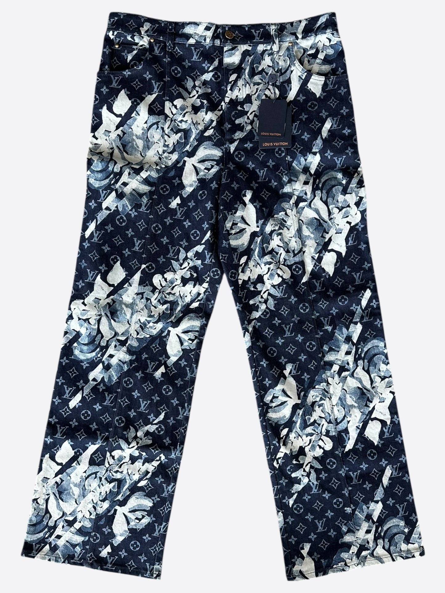 Louis Vuitton Blue Floral Monogram Jeans