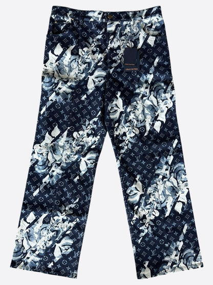 Louis Vuitton Blue Floral Monogram Jeans