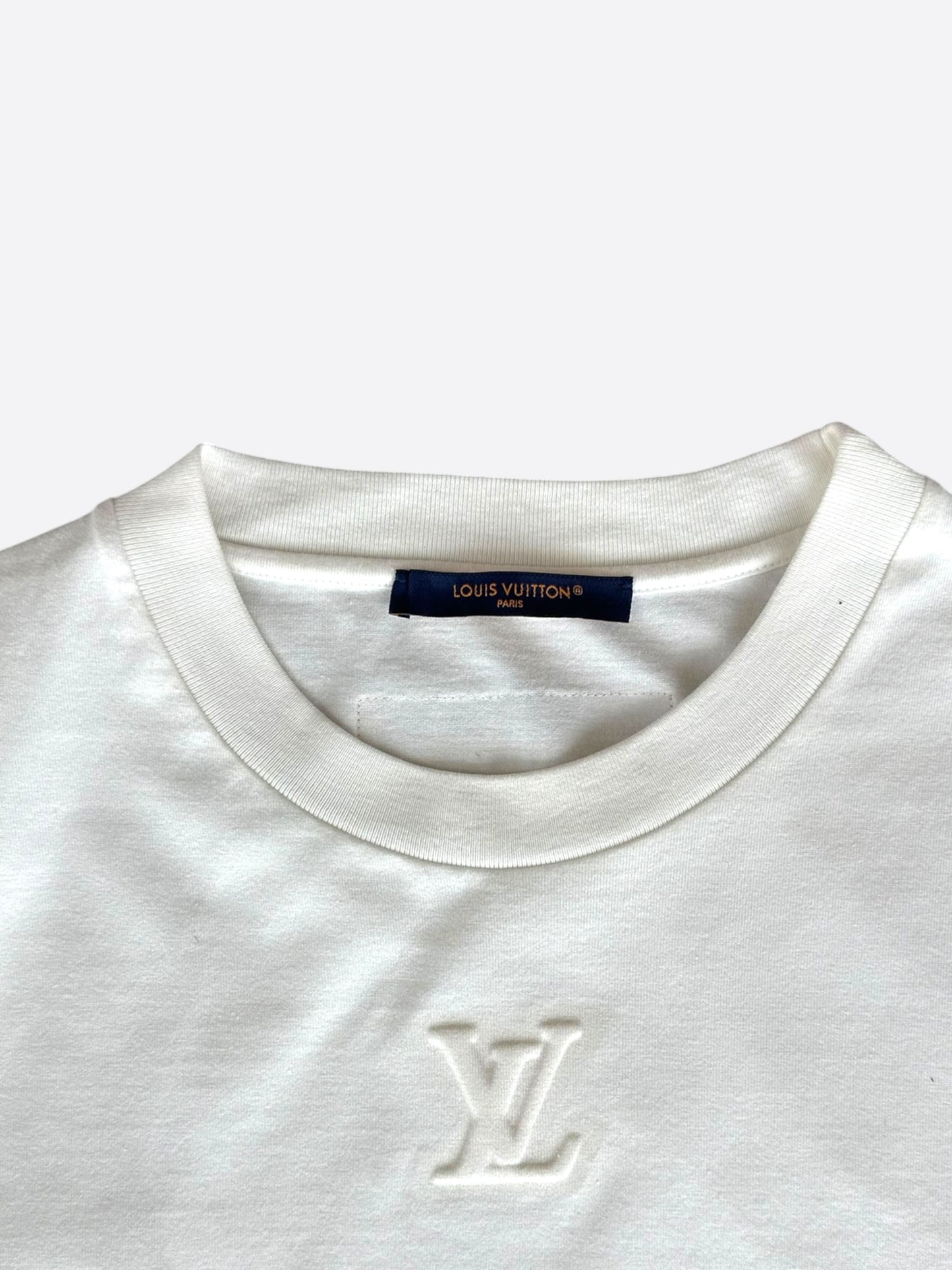 Louis Vuitton White Embossed Logo T-Shirt