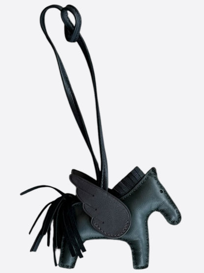 Hermes Vert Rousseau & Black Rodeo Pegase Bag Charm PM