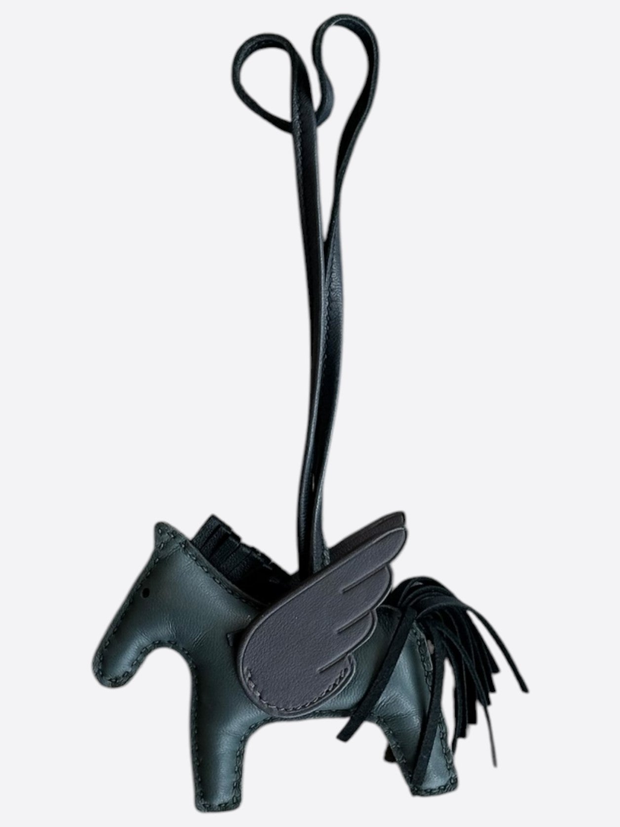 Hermes Vert Rousseau & Black Rodeo Pegase Bag Charm PM