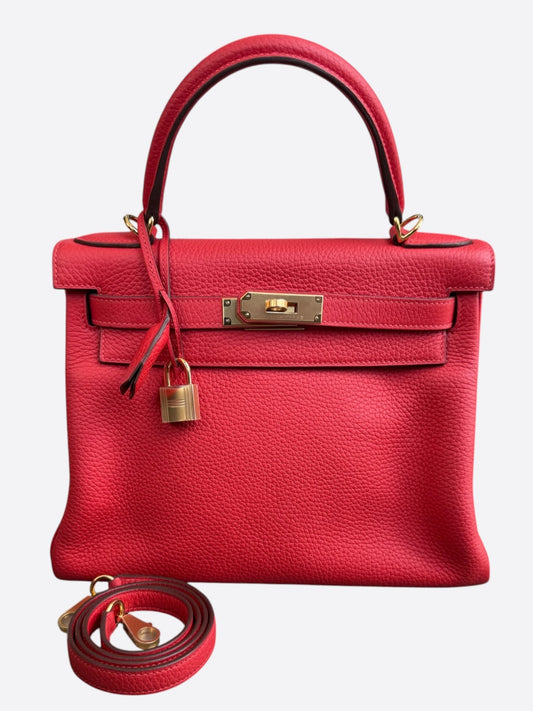 Hermes Rouge Casaque Togo & Gold Hardware Kelly 28
