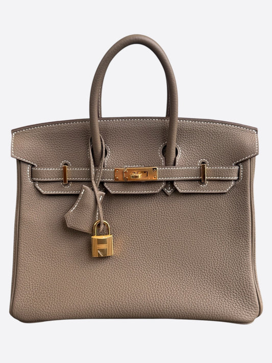 Hermes Etoupe Togo & Gold Hardware Birkin 25