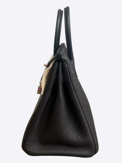 Hermes Black Togo & Rose Gold Hardware Birkin 25