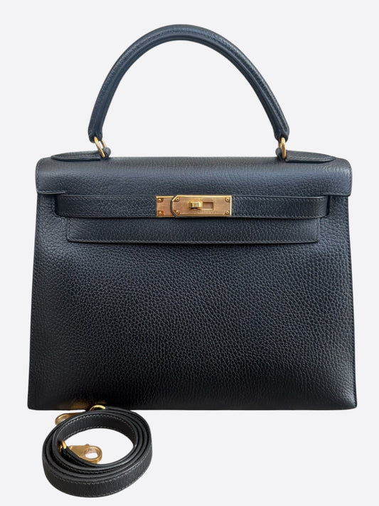 Hermes Black Togo & Gold Hardware Kelly 25