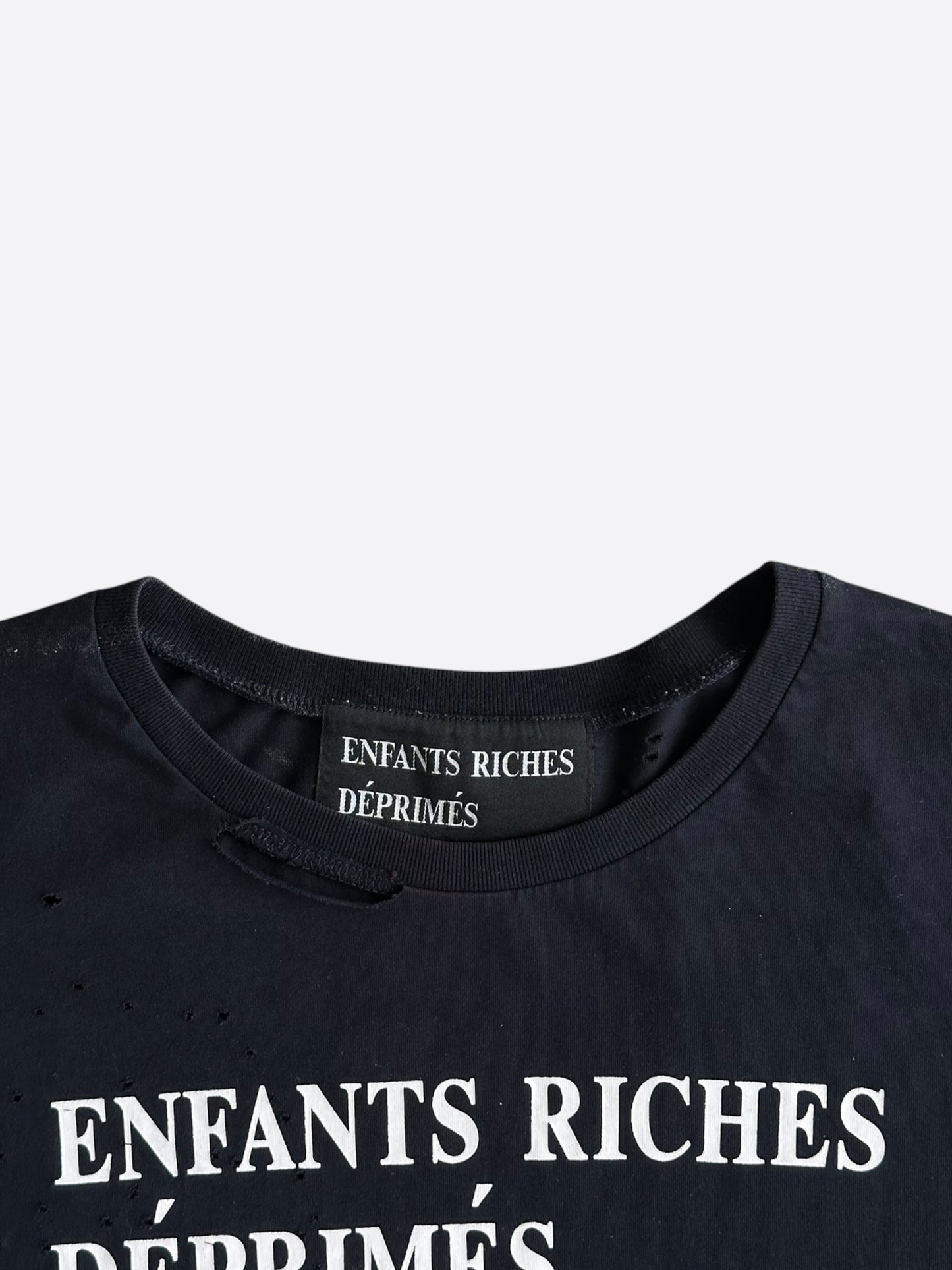 Enfants Riches Deprimes Black & White Distressed Classic Logo T-Shirt