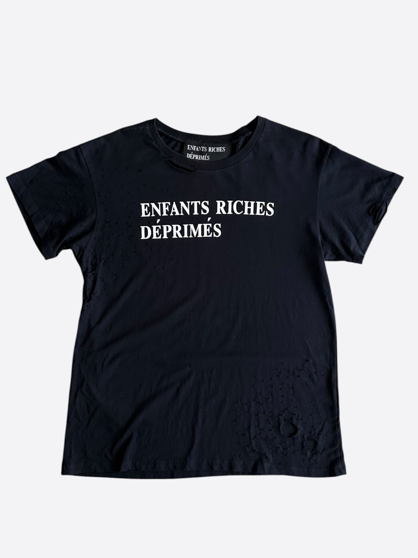 Enfants Riches Deprimes Black & White Distressed Classic Logo T-Shirt
