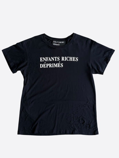 Enfants Riches Deprimes Black & White Distressed Classic Logo T-Shirt