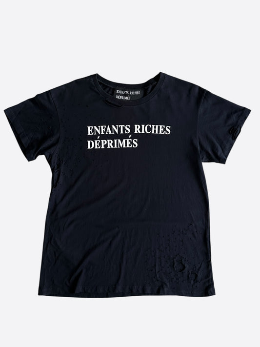 Enfants Riches Deprimes Black & White Distressed Classic Logo T-Shirt
