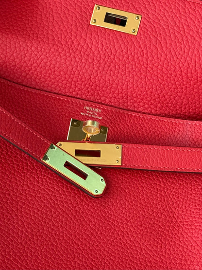 Hermes Rouge Casaque Togo & Gold Hardware Kelly 28