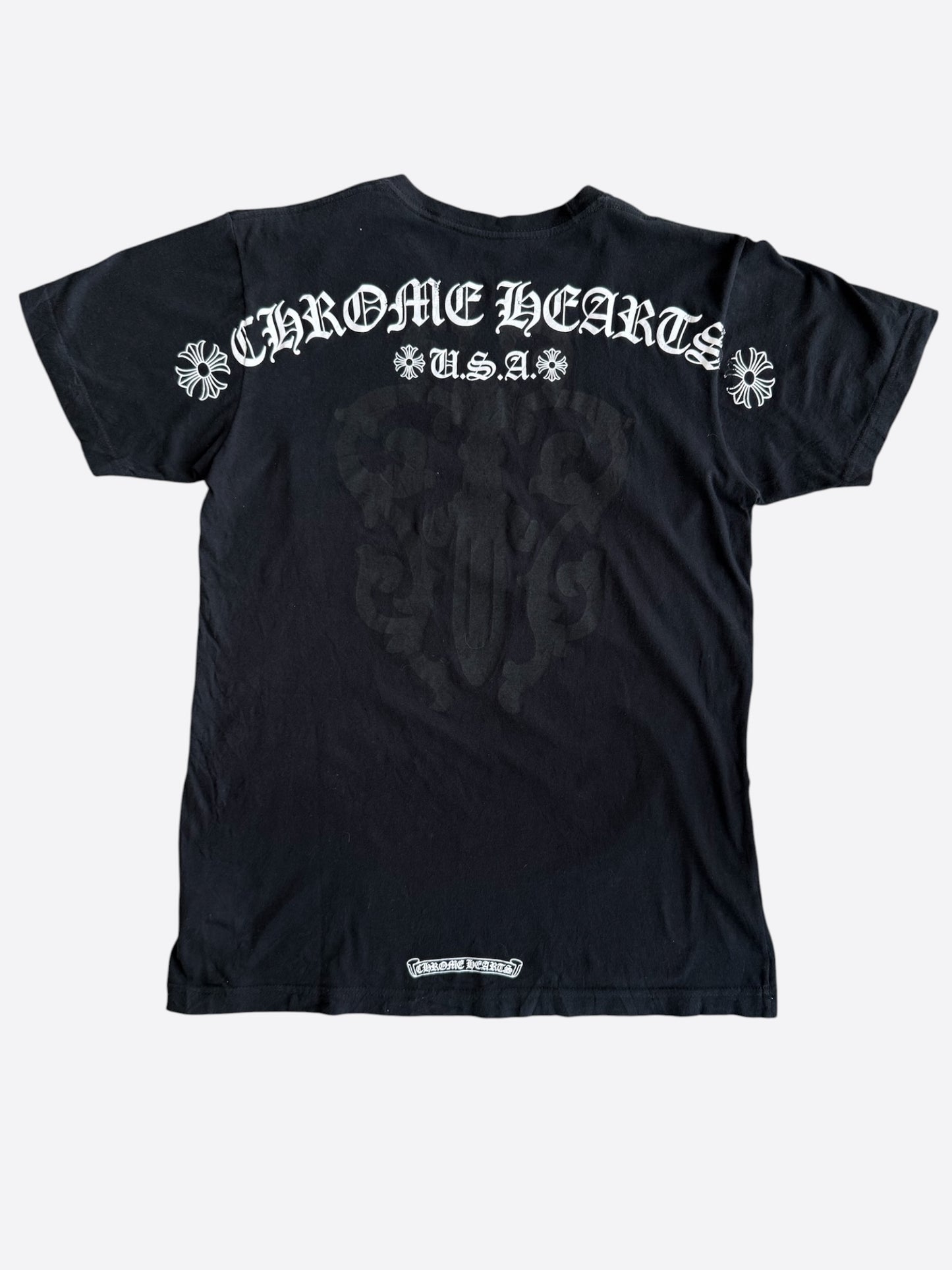 Chrome Hearts Black & White Dagger Logo T-Shirt