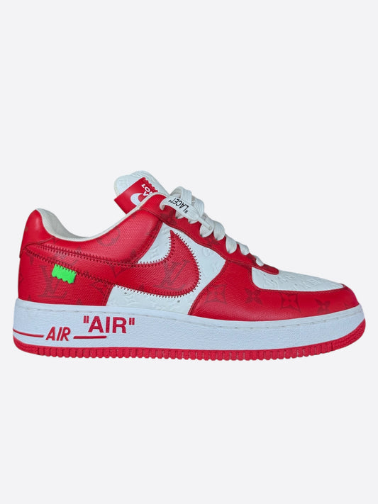 Louis Vuitton Nike Red & White Monogram Air Force 1