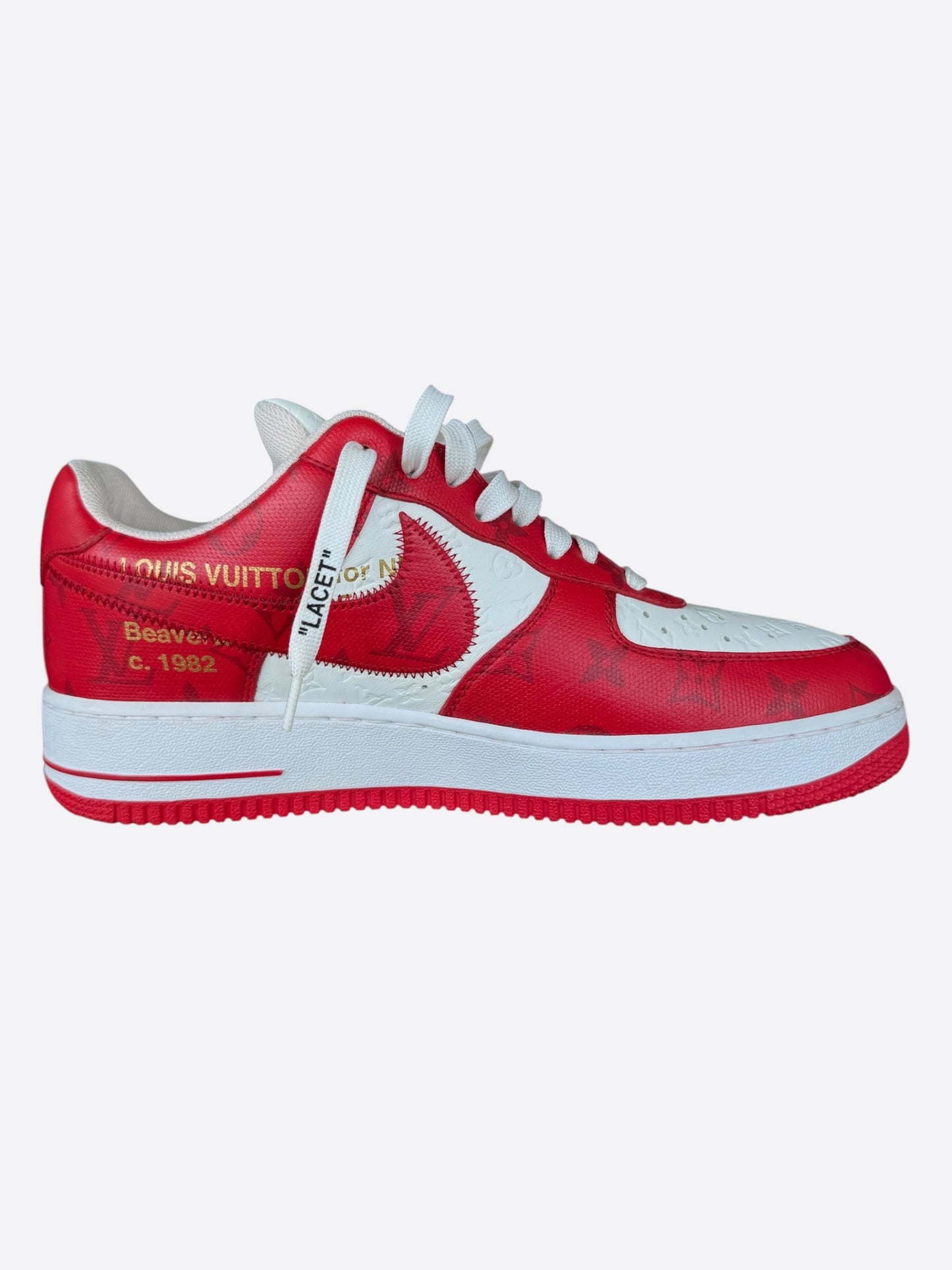 Louis Vuitton Nike Red & White Monogram Air Force 1