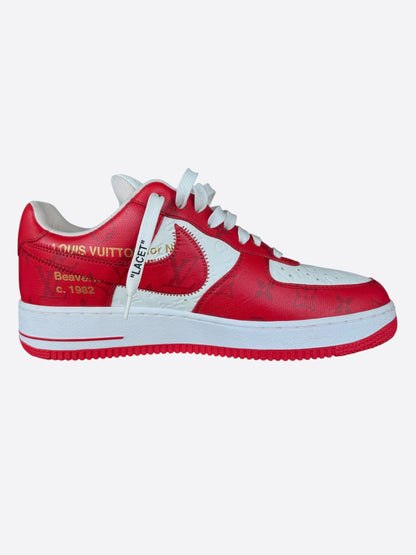 Louis Vuitton Nike Red & White Monogram Air Force 1