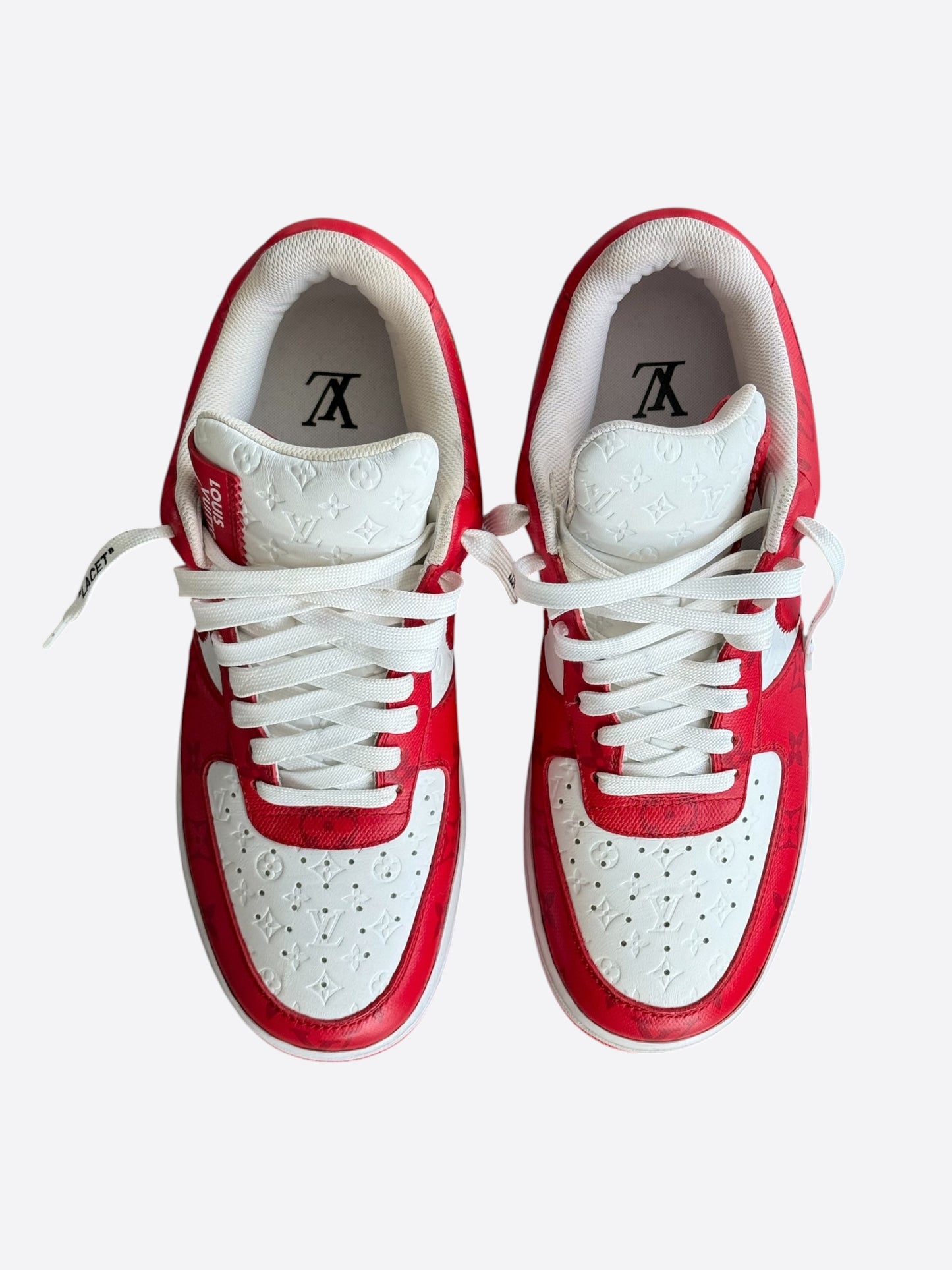 Louis Vuitton Nike Red & White Monogram Air Force 1