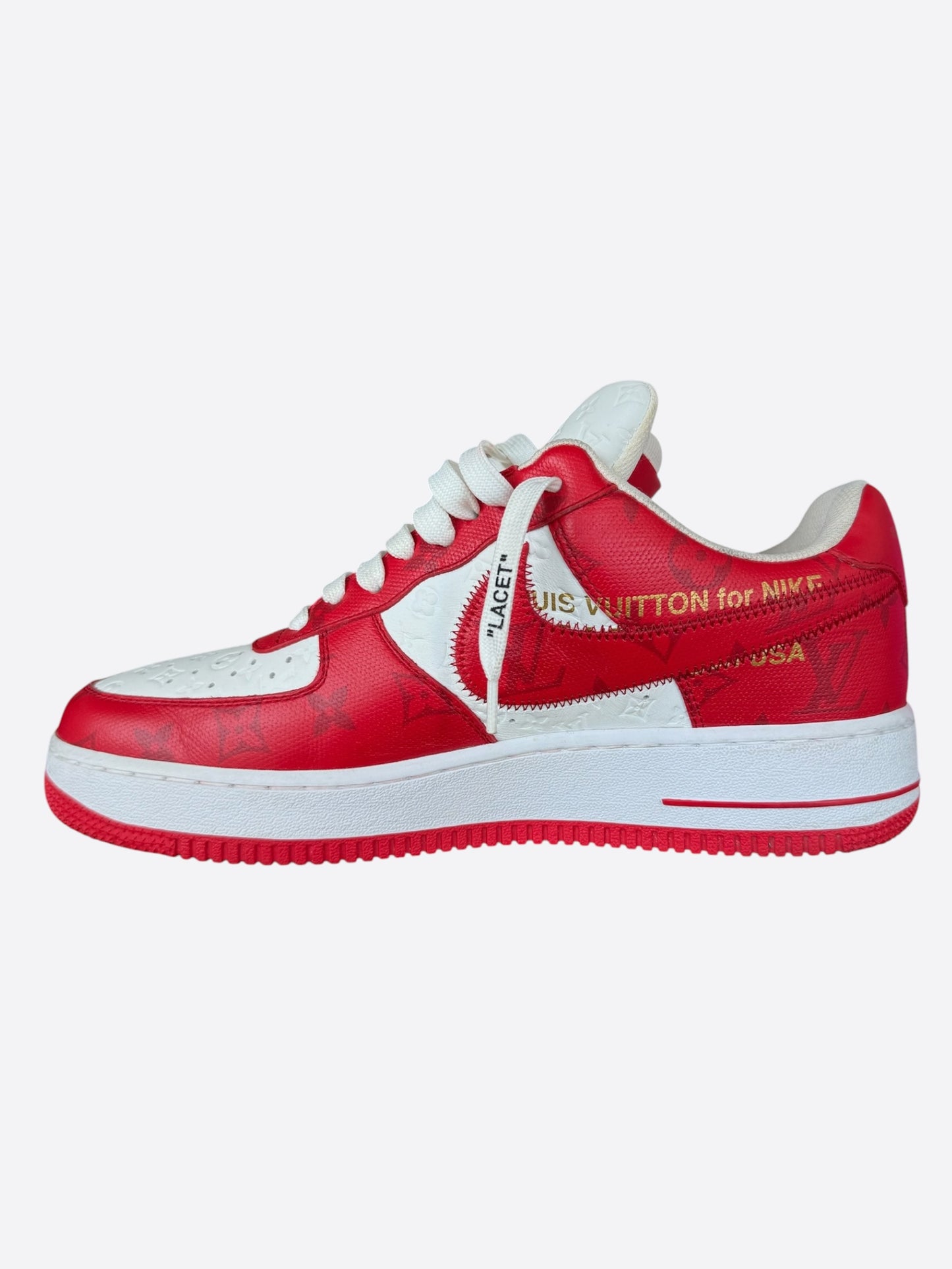 Louis Vuitton Nike Red & White Monogram Air Force 1