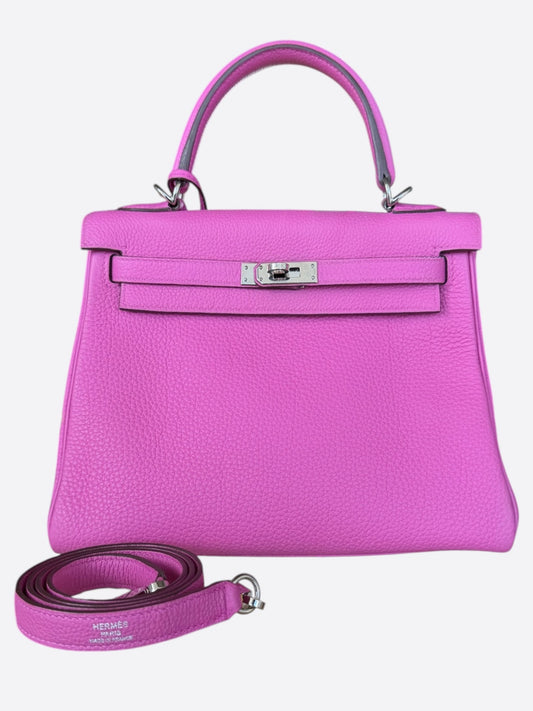 Hermes Rose Pourpre Togo & Palladium Hardware Kelly 25