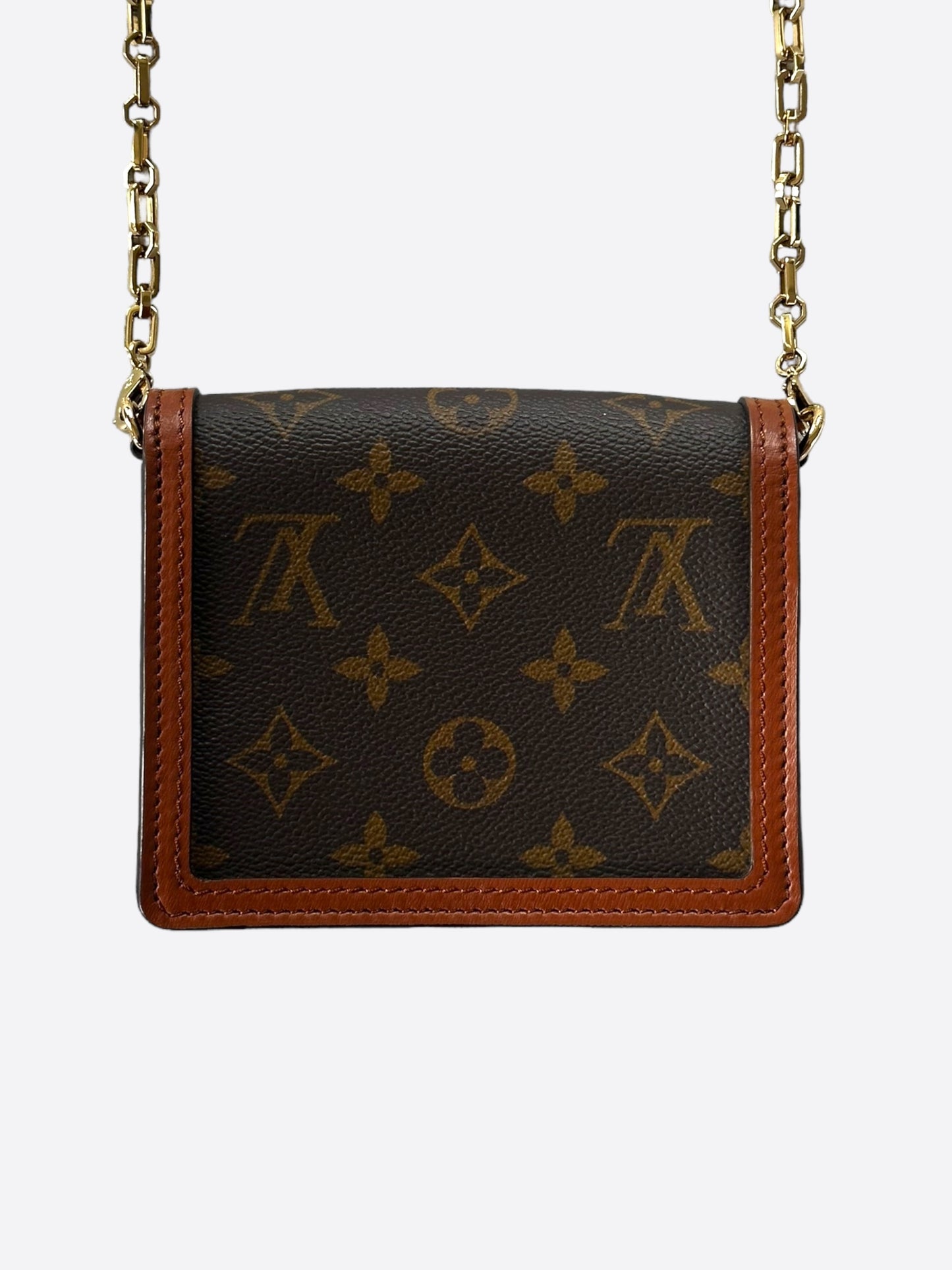 Louis Vuitton Brown Reverse Monogram Micro Dauphine Chain Wallet