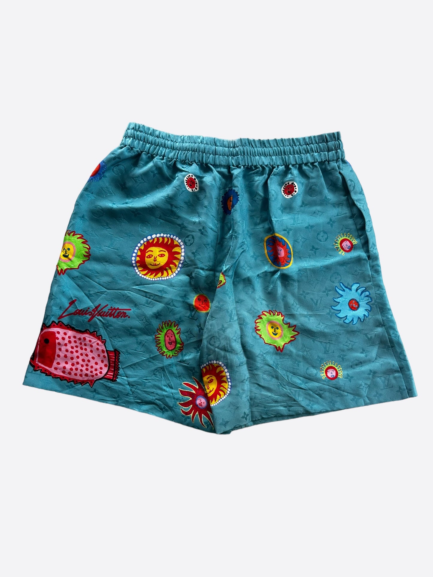 Louis Vuitton Yayoi Kusama Blue Faces Monogram Silk Shorts