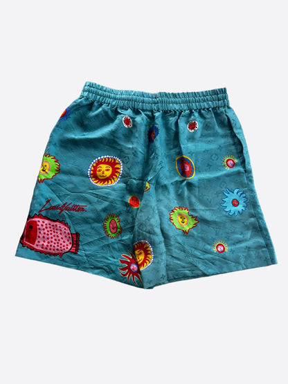 Louis Vuitton Yayoi Kusama Blue Faces Monogram Silk Shorts