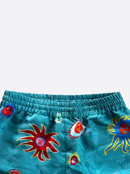 Louis Vuitton Yayoi Kusama Blue Faces Monogram Silk Shorts