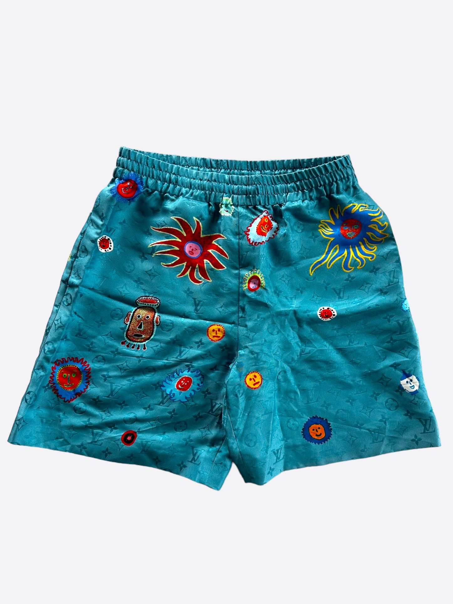 Louis Vuitton Yayoi Kusama Blue Faces Monogram Silk Shorts