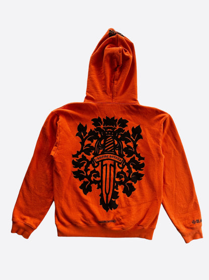 Chrome Hearts Orange & Black Dagger Logo Hoodie