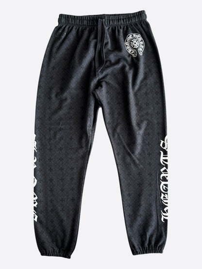 Chrome Hearts Black & White Horseshoe Logo Cross Jacquard Sweatpants