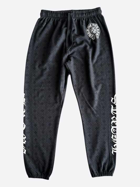 Chrome Hearts Black & White Horseshoe Logo Cross Jacquard Sweatpants