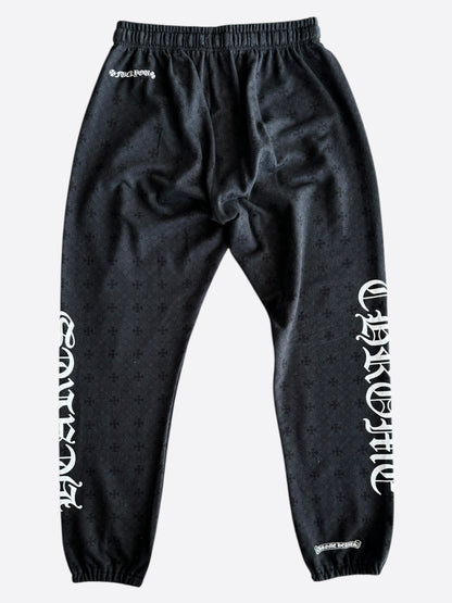 Chrome Hearts Black & White Horseshoe Logo Cross Jacquard Sweatpants