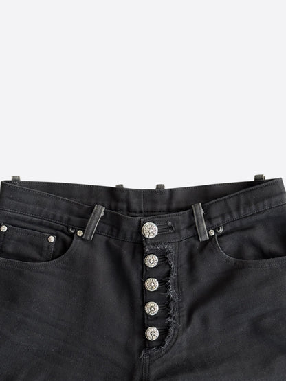 Chrome Hearts Black Double Fleur Knee Jeans