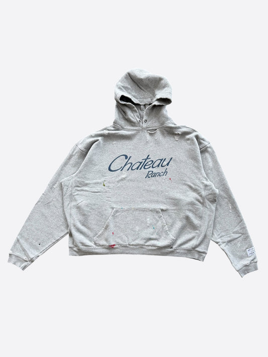 Gallery Dept Grey Paint Splatter Chateau Ranch Logo Hoodie