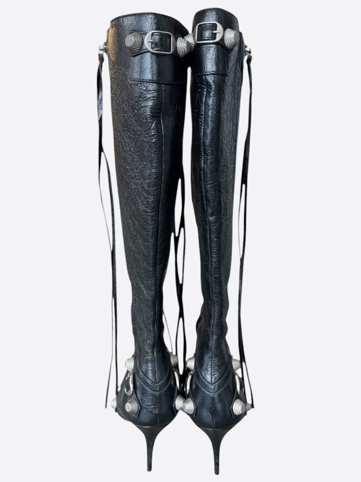 Balenciaga Black Leather Cagole High Boots