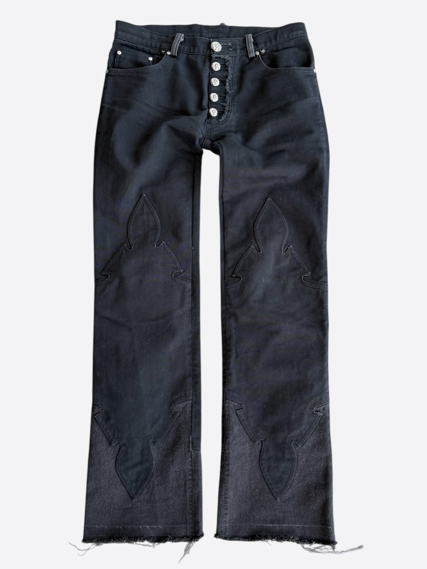 Chrome Hearts Black Double Fleur Knee Jeans