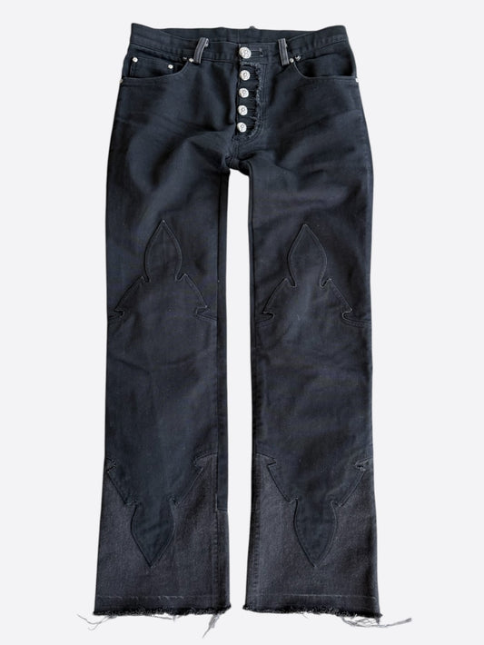 Chrome Hearts Black Double Fleur Knee Jeans