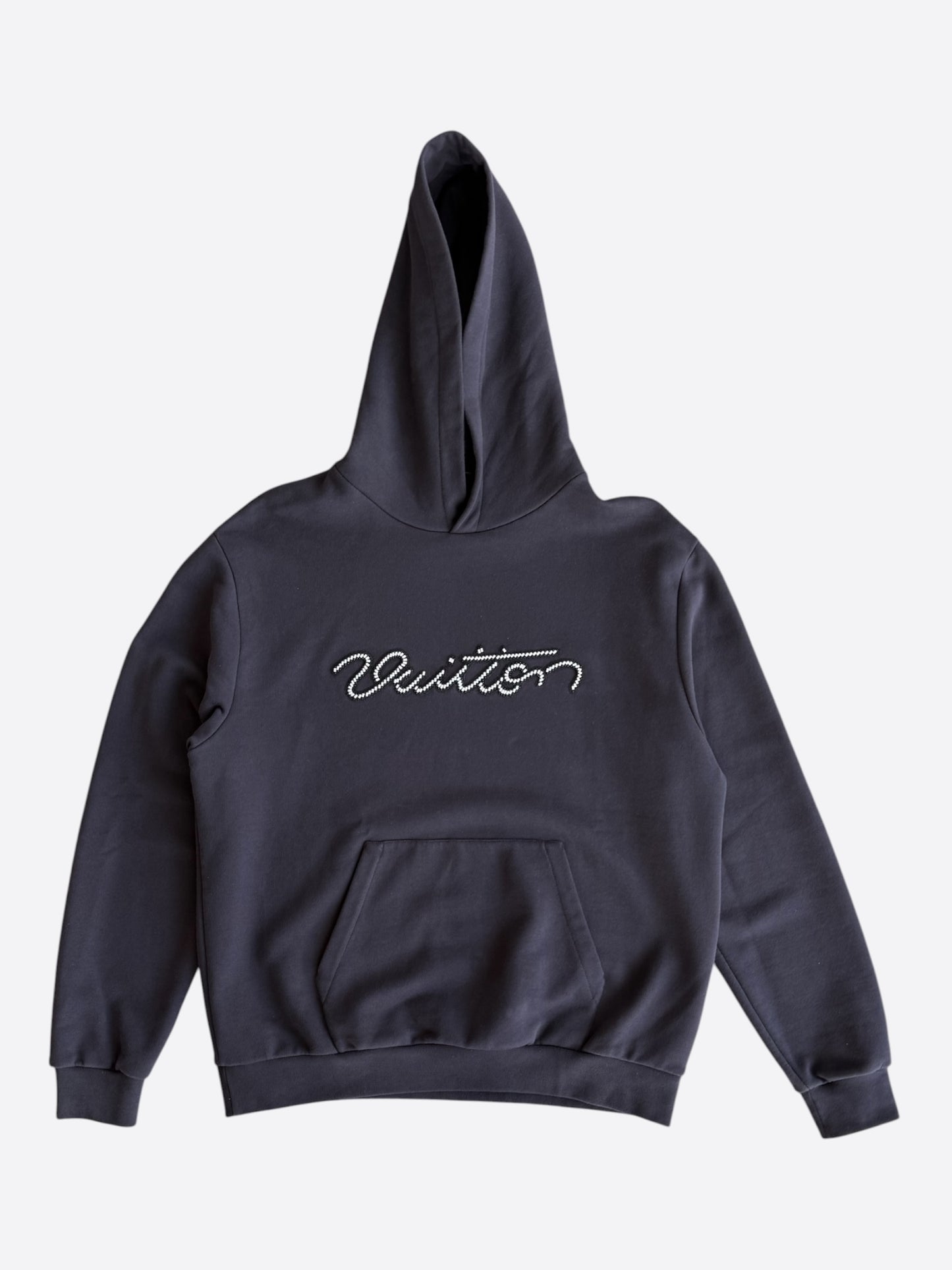 Louis Vuitton Black Embellished Signature Logo Hoodie