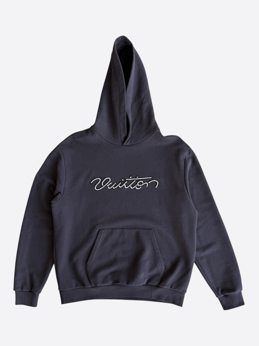 Louis Vuitton Black Embellished Signature Logo Hoodie