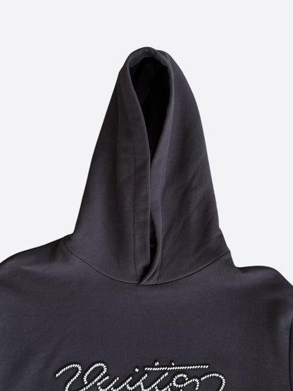 Louis Vuitton Black Embellished Signature Logo Hoodie