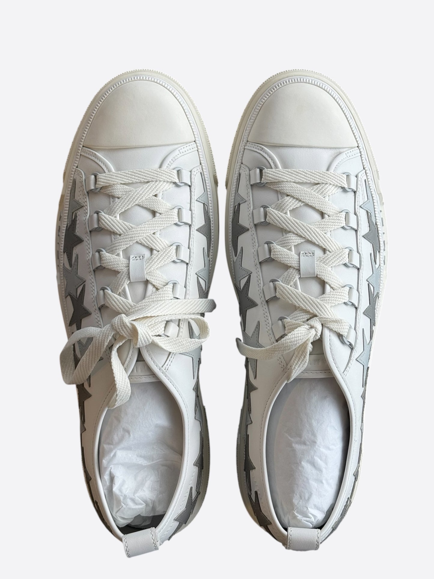 Amiri White & Grey Stars Low Top Sneakers
