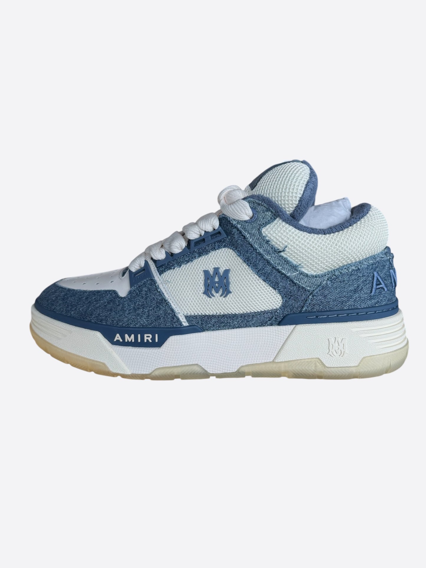 Amiri White & Washed Indigo Denim MA-1 Sneakers