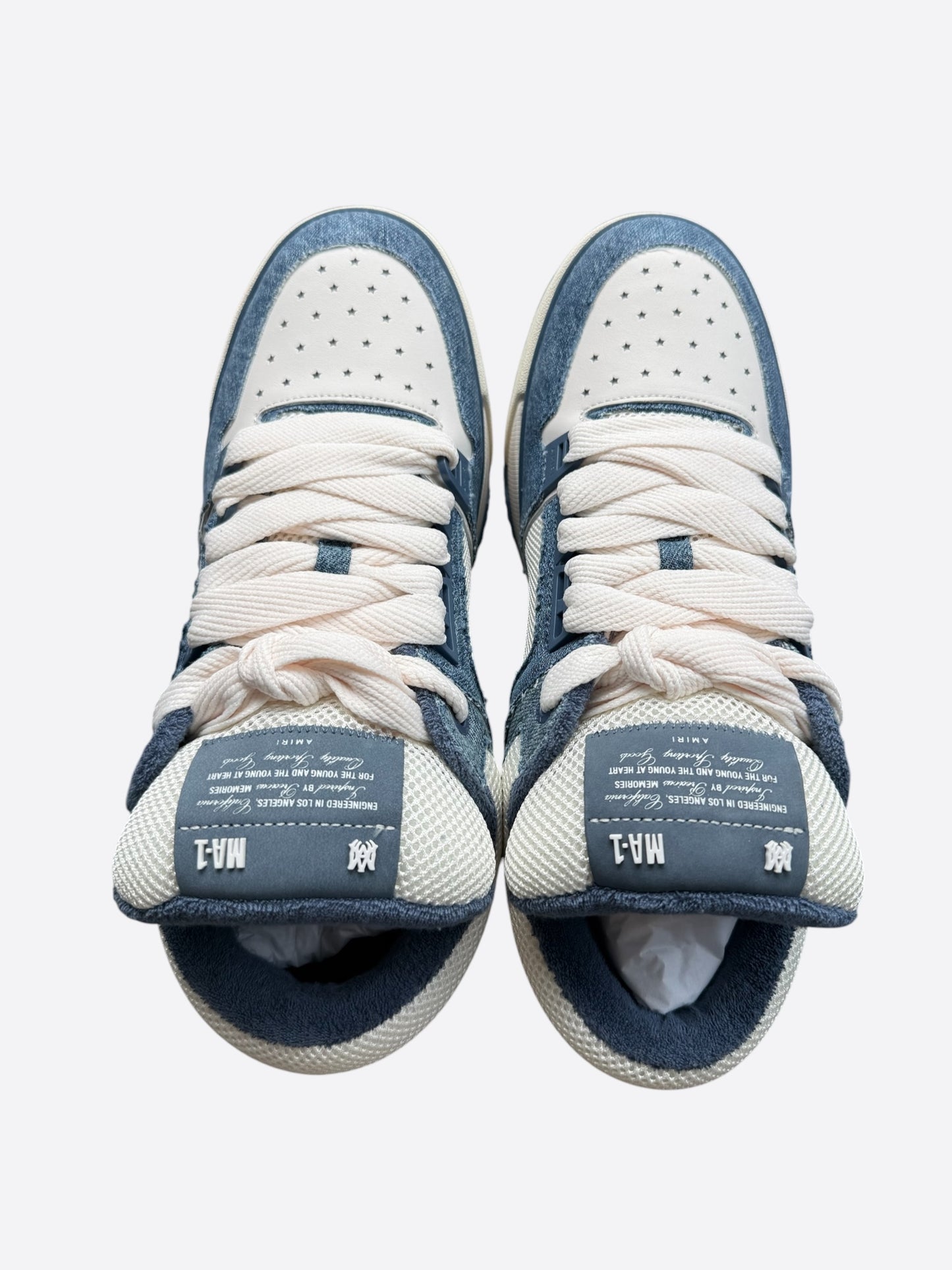 Amiri White & Washed Indigo Denim MA-1 Sneakers