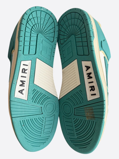 Amiri Sea Blue & White Collegiate Skel Low Top Sneakers