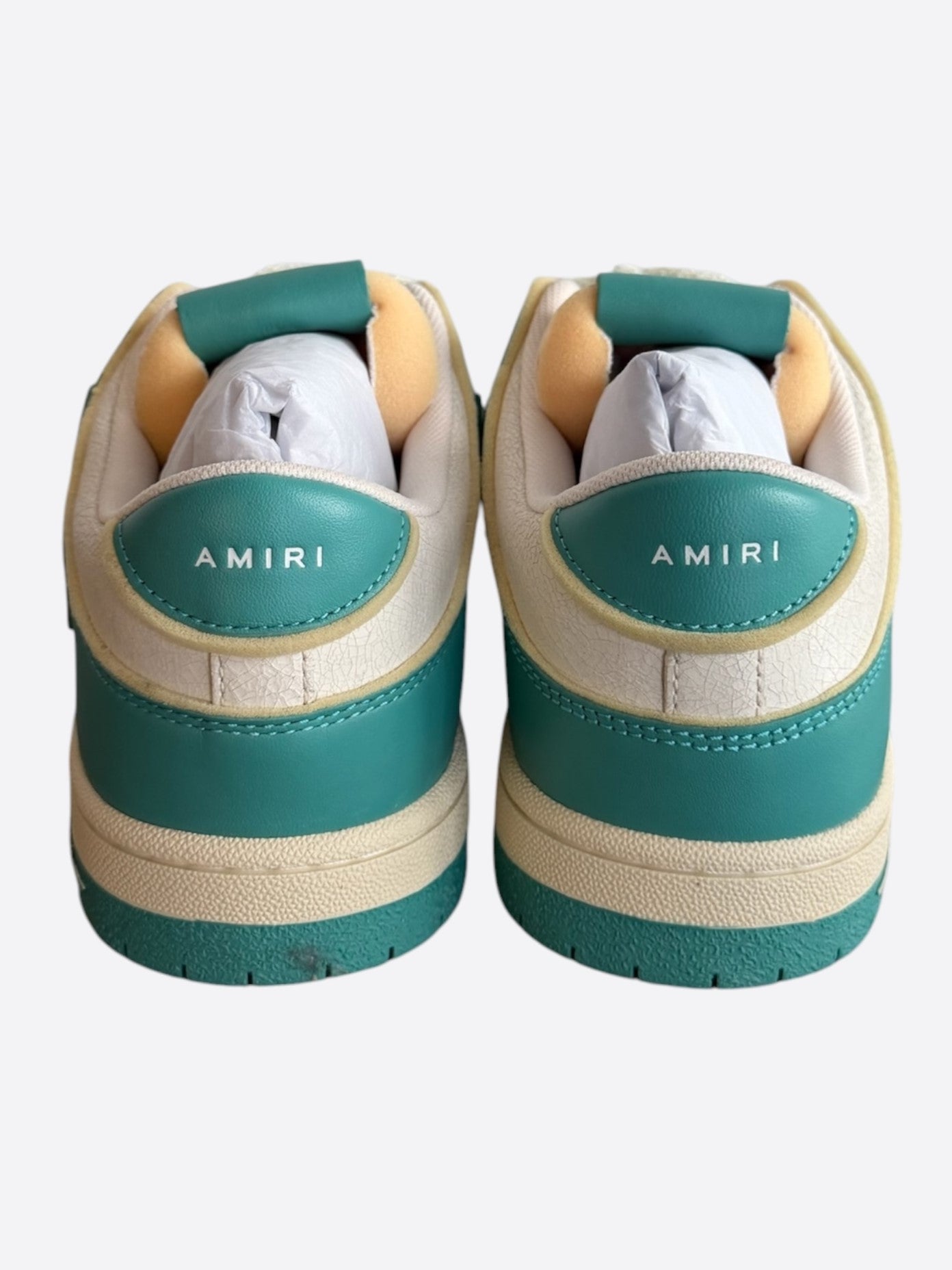 Amiri Sea Blue & White Collegiate Skel Low Top Sneakers