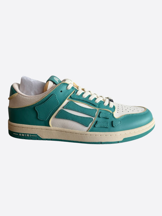 Amiri Sea Blue & White Collegiate Skel Low Top Sneakers